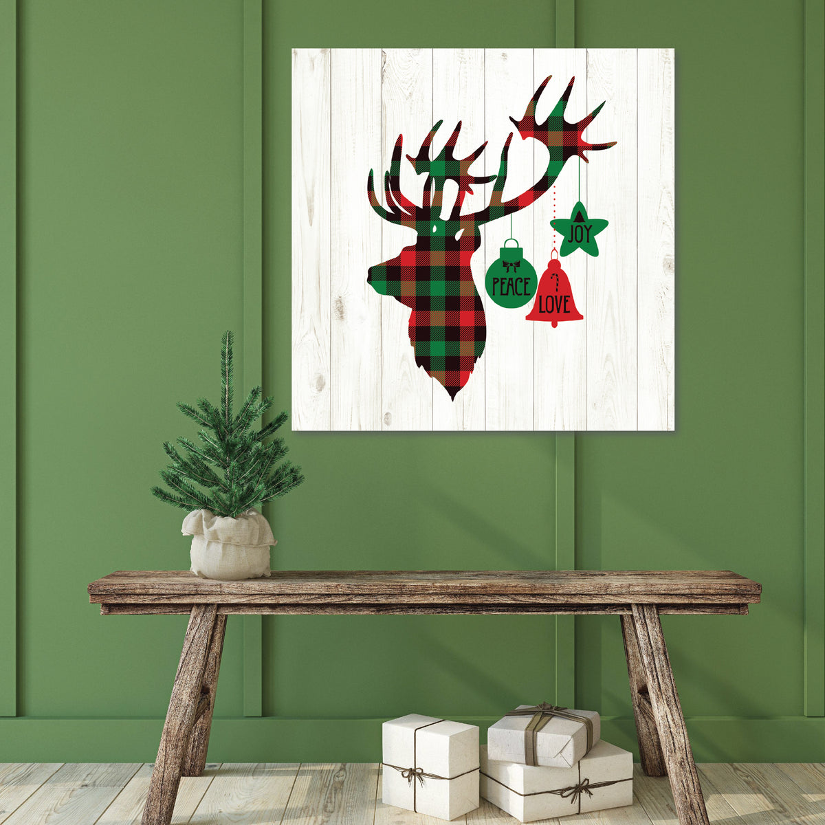 Deer Plaid - Gallery Wrapped Canvas Wall Art