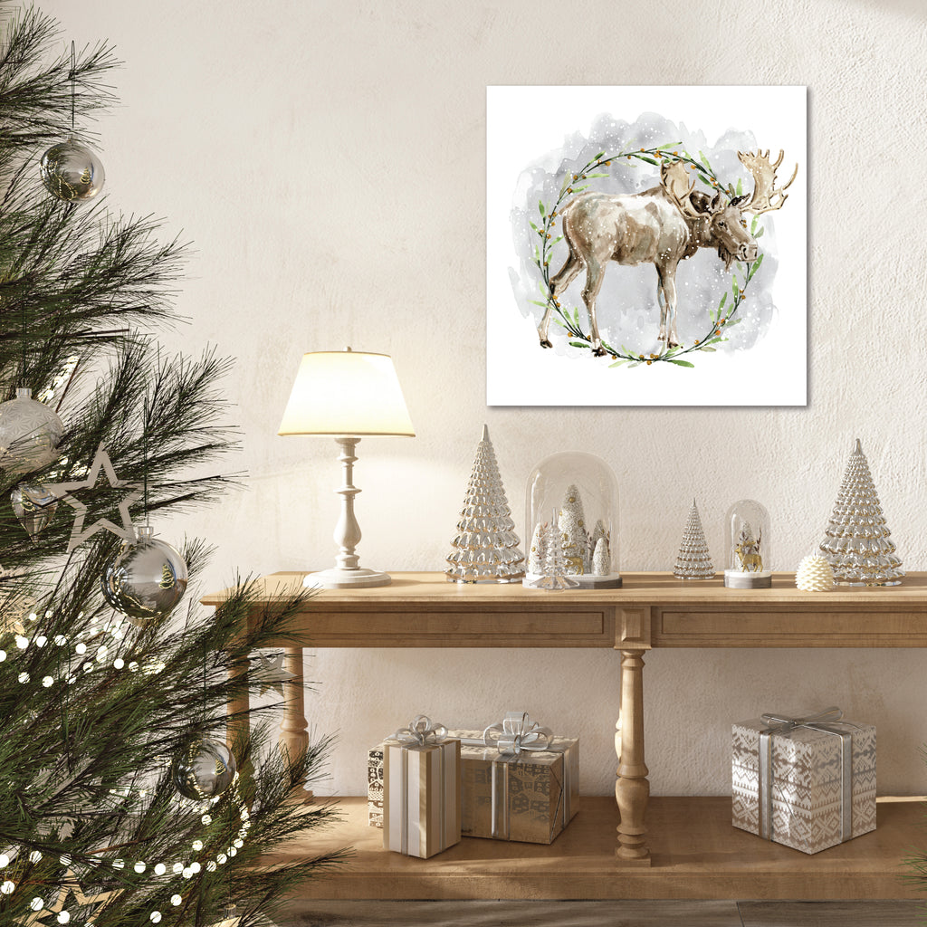Moose Wreath - Gallery Wrapped Canvas Wall Art