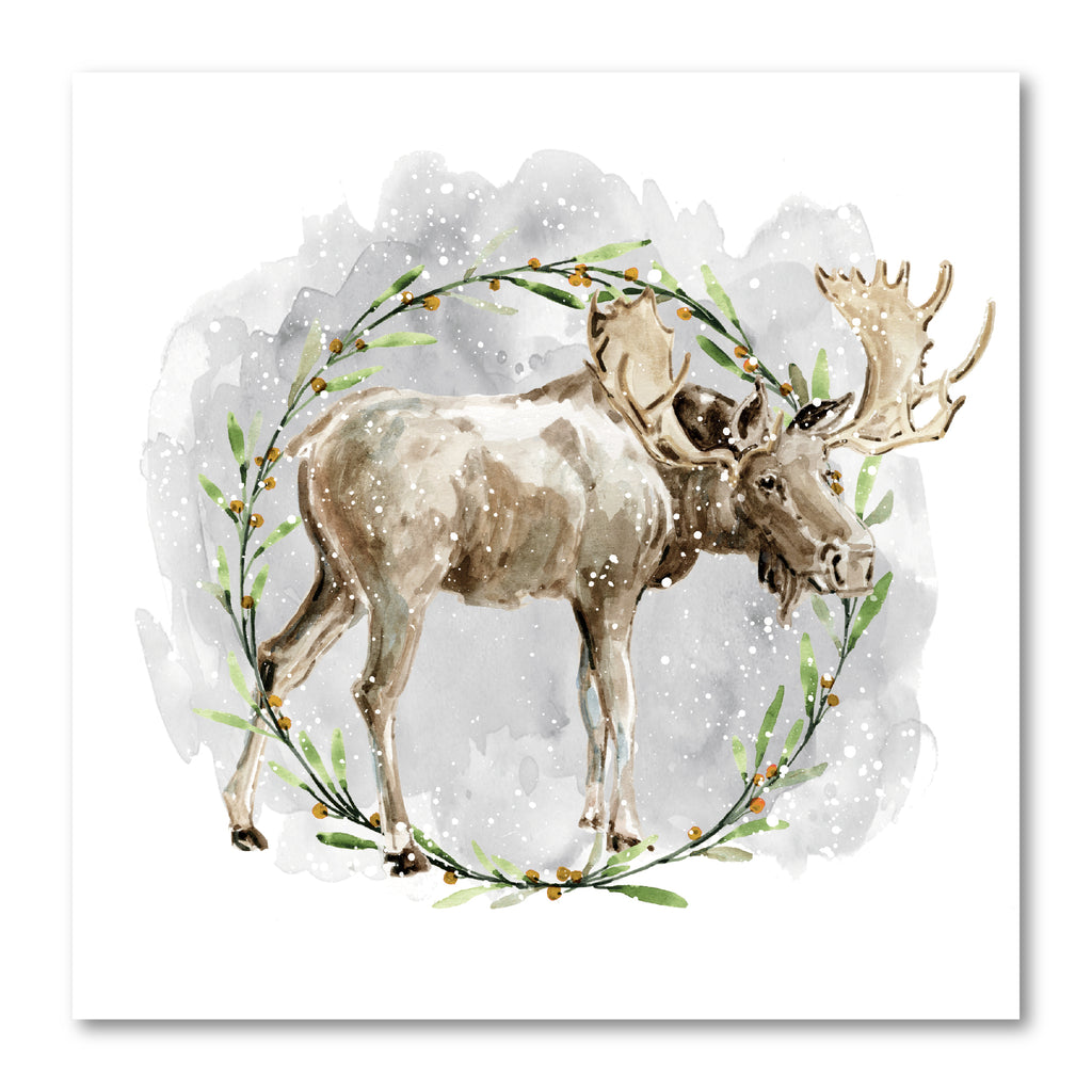 Moose Wreath - Gallery Wrapped Canvas Wall Art