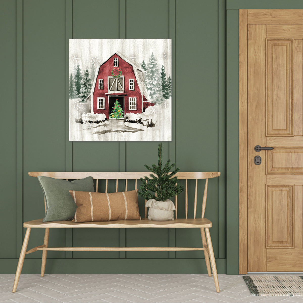 Christmas Barn - Gallery Wrapped Canvas Wall Art