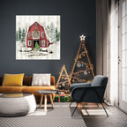 Christmas Barn - Gallery Wrapped Canvas Wall Art