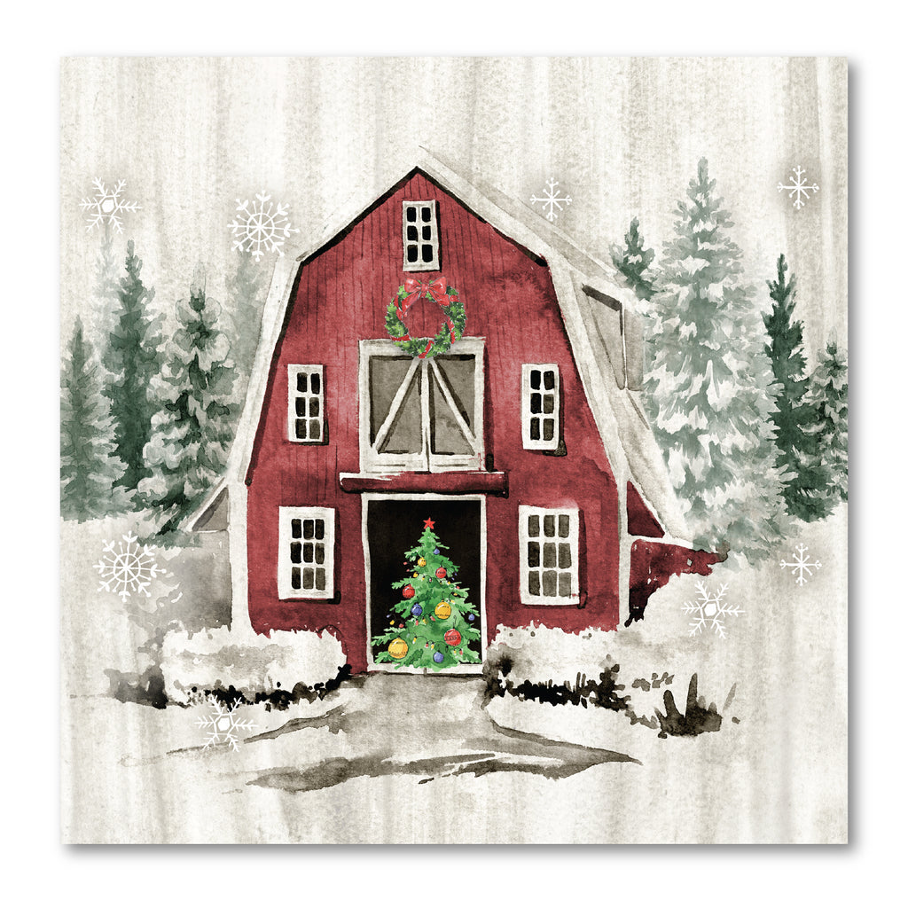 Christmas Barn - Gallery Wrapped Canvas Wall Art
