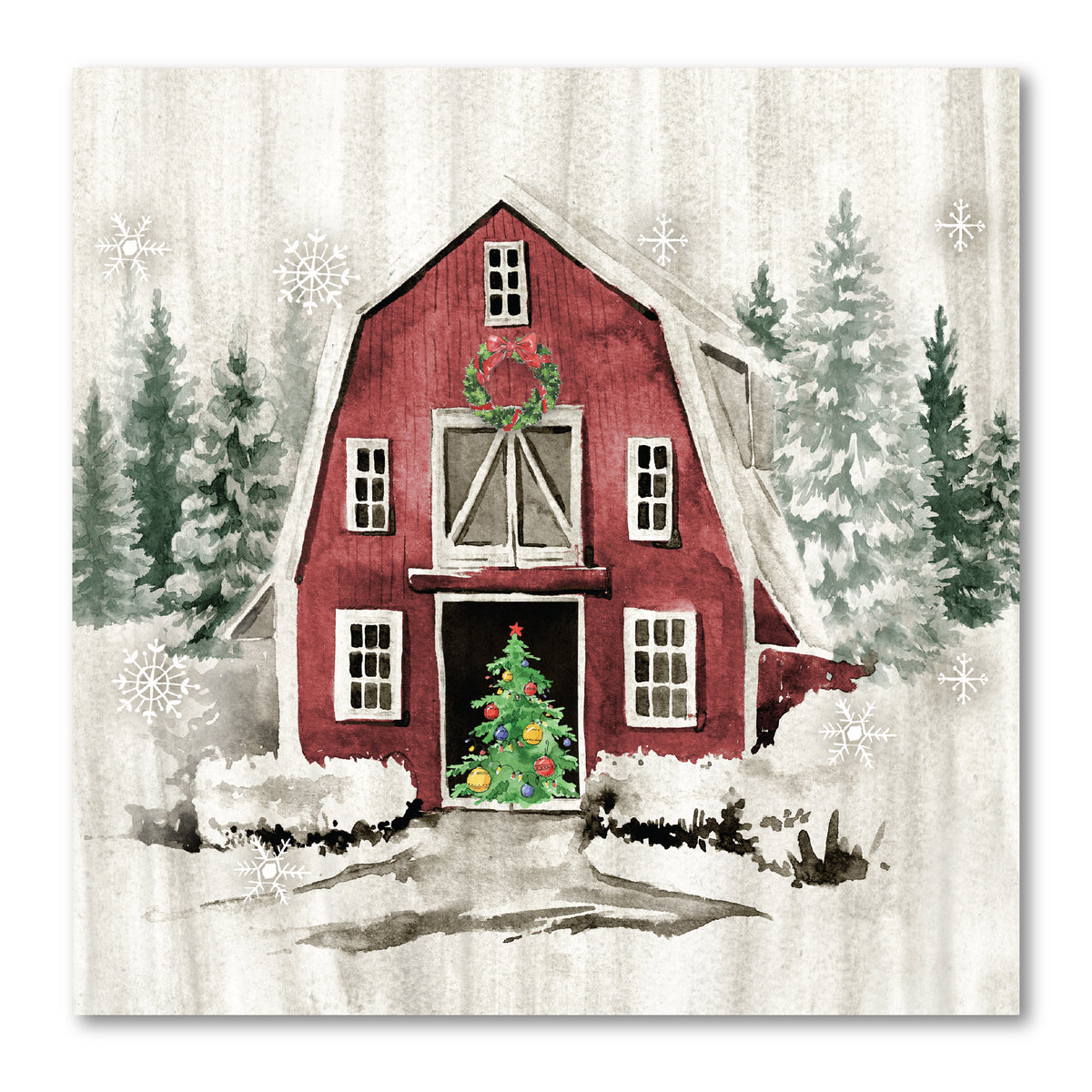 Christmas Barn - Gallery Wrapped Canvas Wall Art