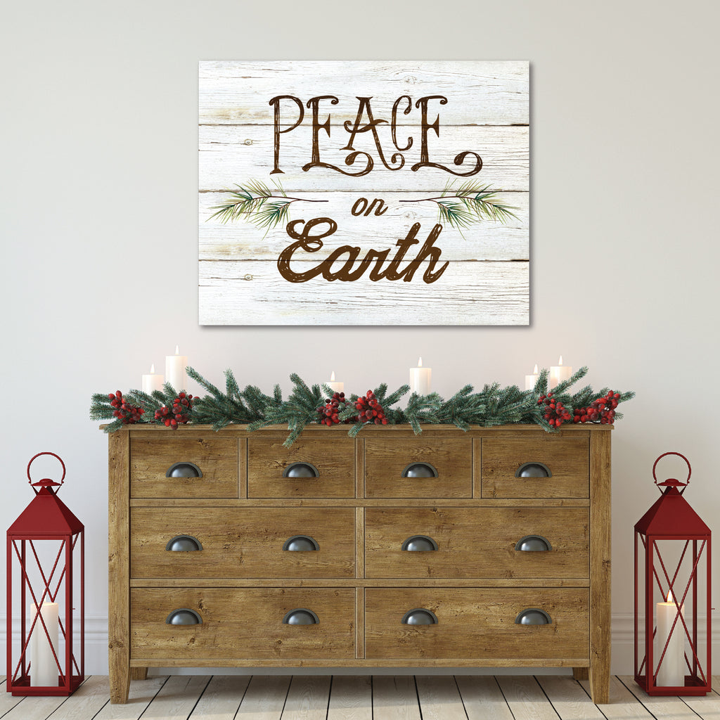 Peace on Earth Sprigs - Gallery Wrapped Canvas Wall Art