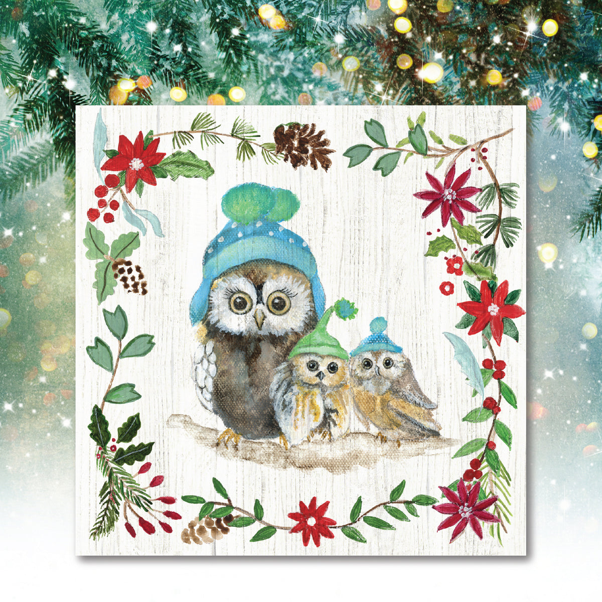 Winter Critter Owls I - Gallery Wrapped Canvas Wall Art