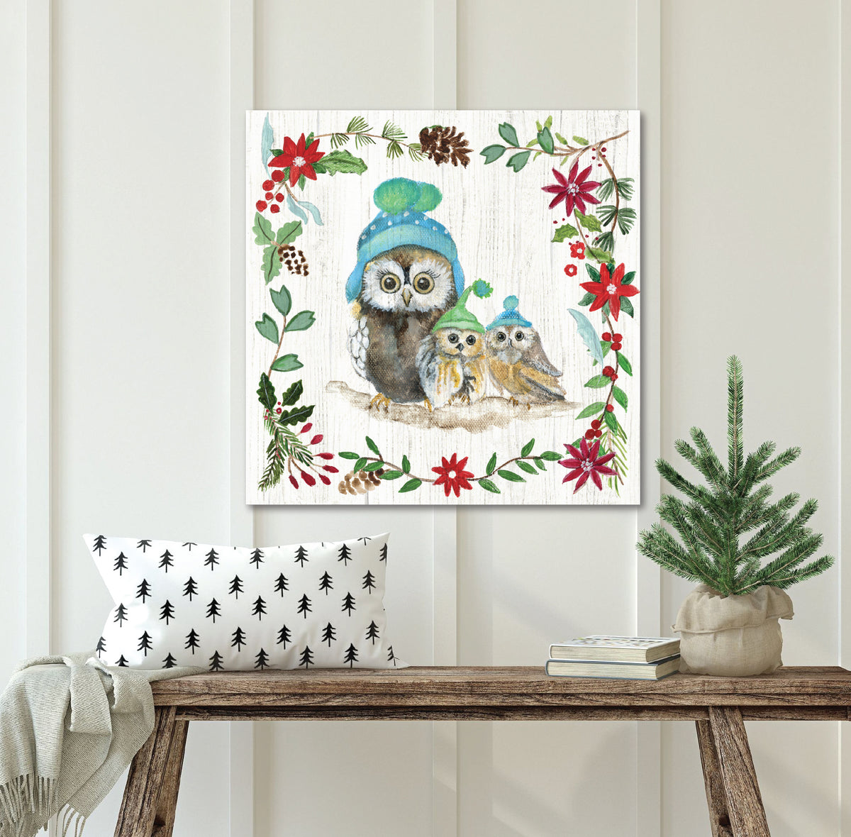 Winter Critter Owls I - Gallery Wrapped Canvas Wall Art