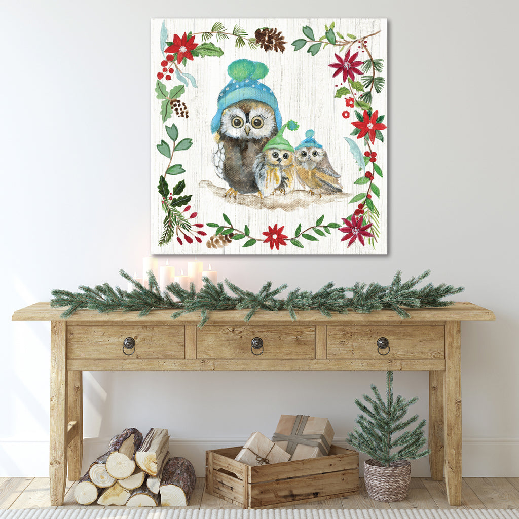 Winter Critter Owls I - Gallery Wrapped Canvas Wall Art
