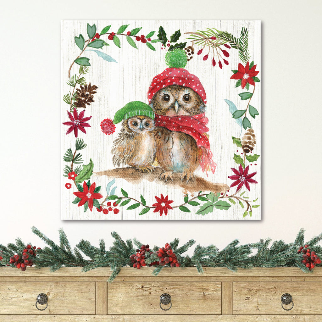 Winter Critter Owls II - Gallery Wrapped Canvas Wall Art