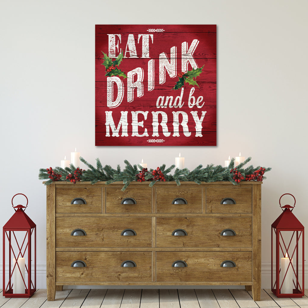 Eat Drink & Be Merry - Gallery Wrapped Canvas Wall Art