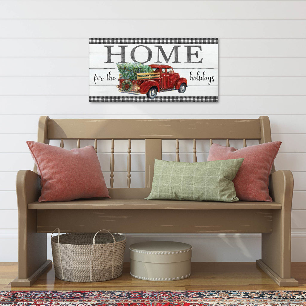 Christmas Pickup Home - Gallery Wrapped Canvas Wall Art