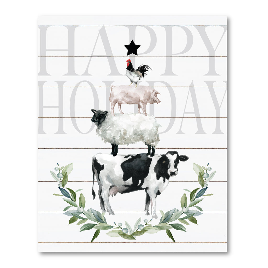 Farmhouse Happy Holiday - Gallery Wrapped Canvas Wall Art