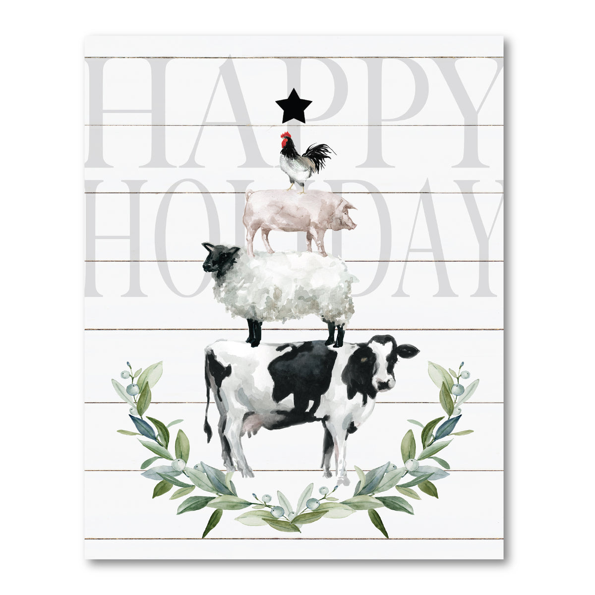 Farmhouse Happy Holiday - Gallery Wrapped Canvas Wall Art