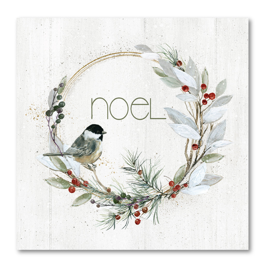 White Noel Wreath - Gallery Wrapped Canvas Wall Art