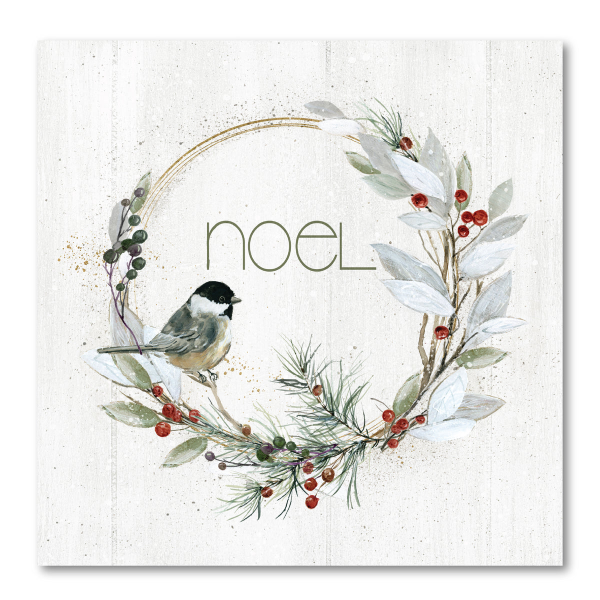 White Noel Wreath - Gallery Wrapped Canvas Wall Art