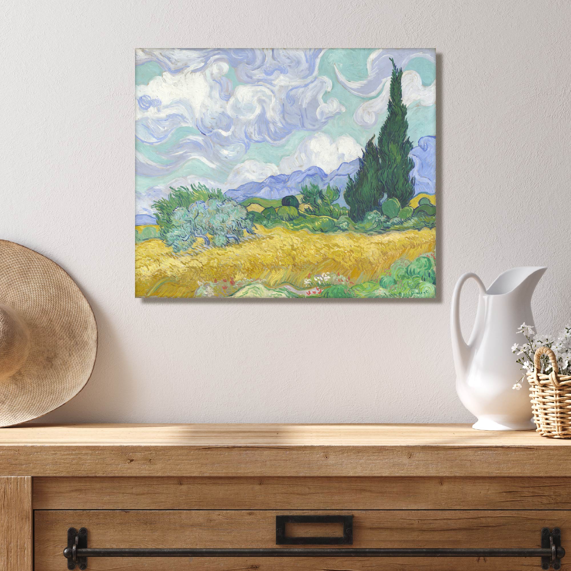 Masters Collection - Vincent Van Gogh - A Wheatfield, With Cypresses - Gallery-Wrapped Canvas Wall Art