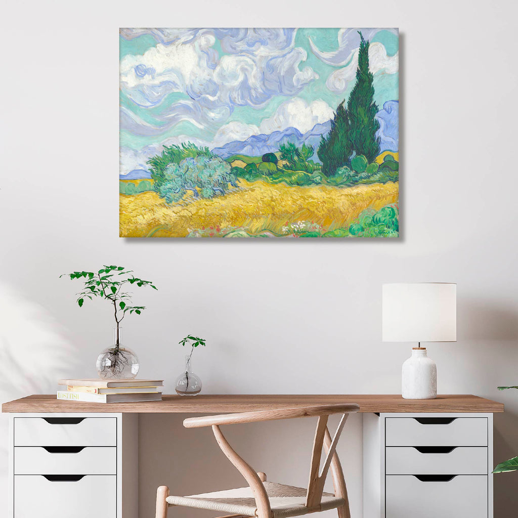 Masters Collection - Vincent Van Gogh - A Wheatfield, With Cypresses - Gallery-Wrapped Canvas Wall Art