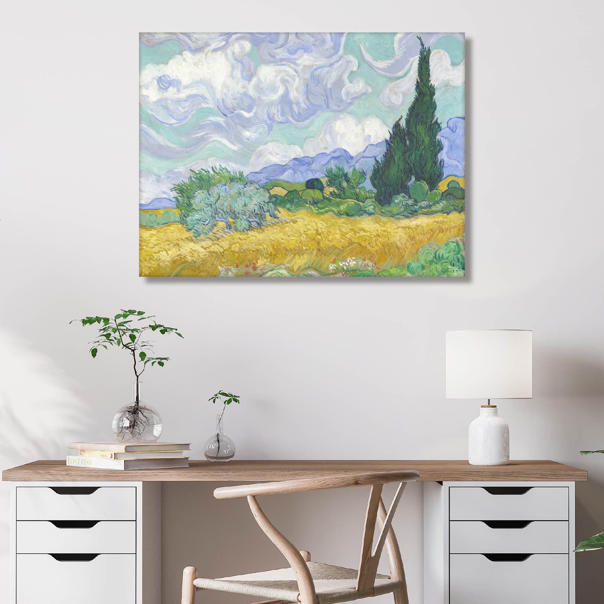 Masters Collection - Vincent Van Gogh - A Wheatfield, With Cypresses - Gallery-Wrapped Canvas Wall Art