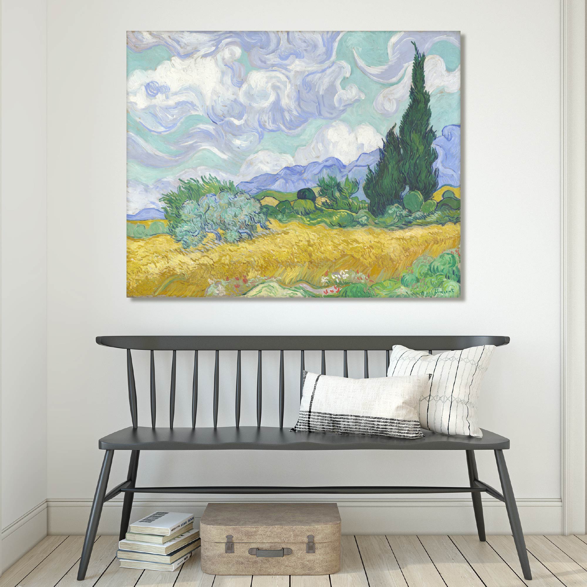 Masters Collection - Vincent Van Gogh - A Wheatfield, With Cypresses - Gallery-Wrapped Canvas Wall Art