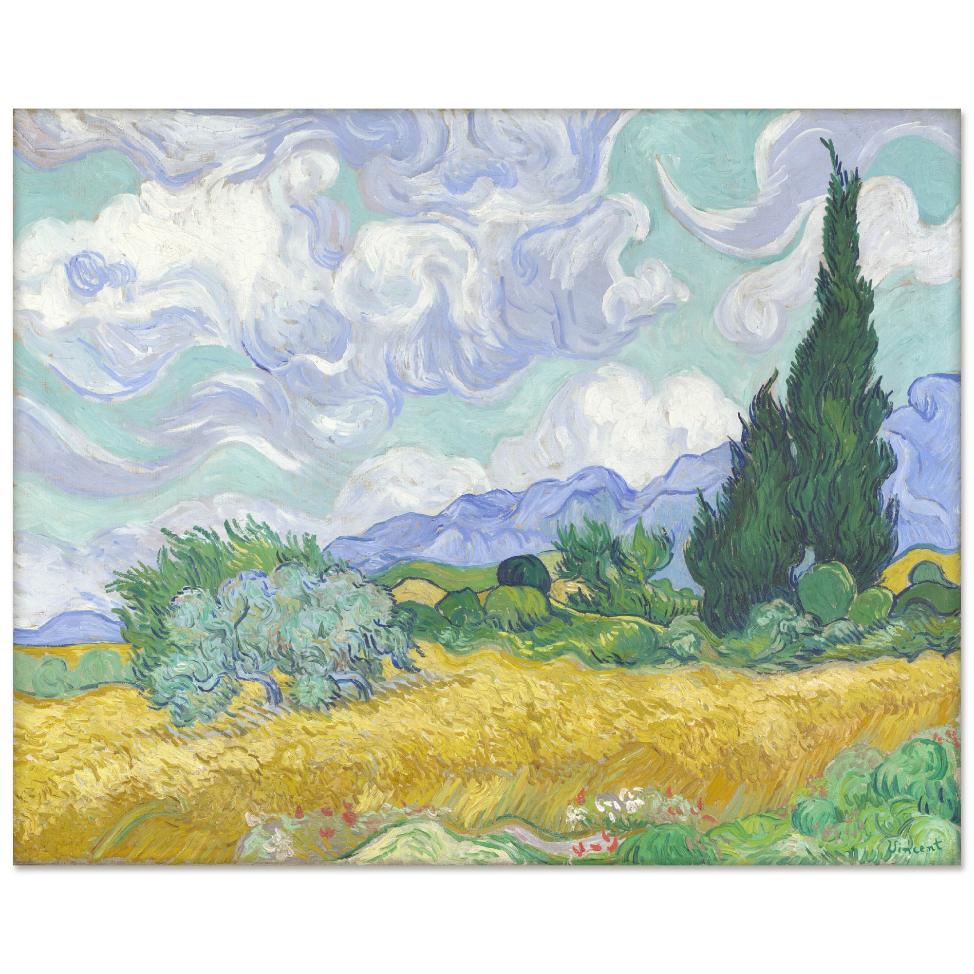 Masters Collection - Vincent Van Gogh - A Wheatfield, With Cypresses - Gallery-Wrapped Canvas Wall Art