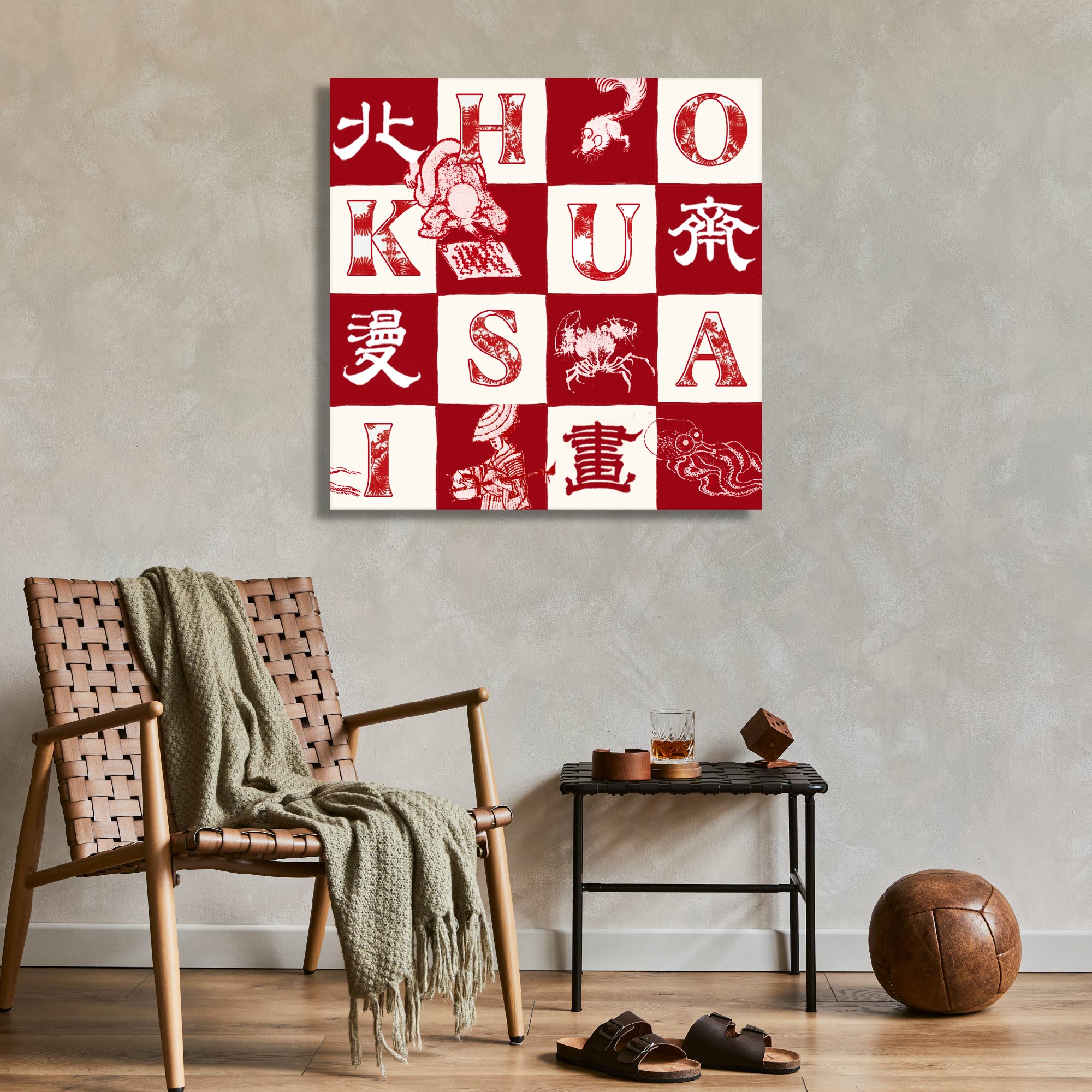 Masters Collection - Hokusai - Checkers - Gallery-Wrapped Canvas Wall Art