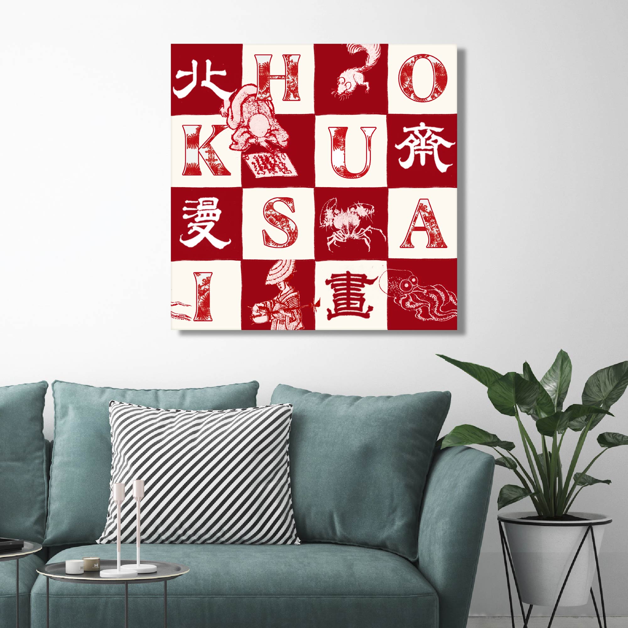 Masters Collection - Hokusai - Checkers - Gallery-Wrapped Canvas Wall Art