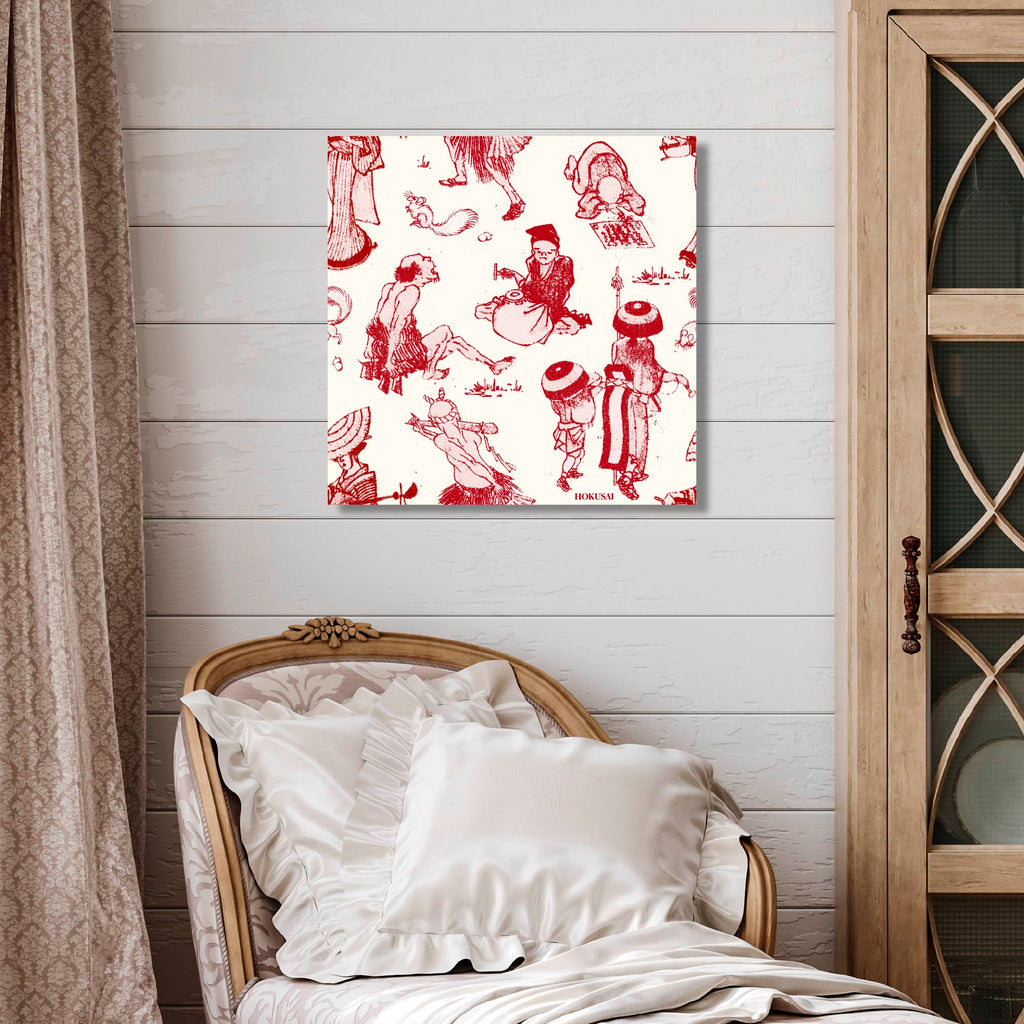 Masters Collection - Hokusai - Townspeople Pattern - Gallery-Wrapped Canvas Wall Art