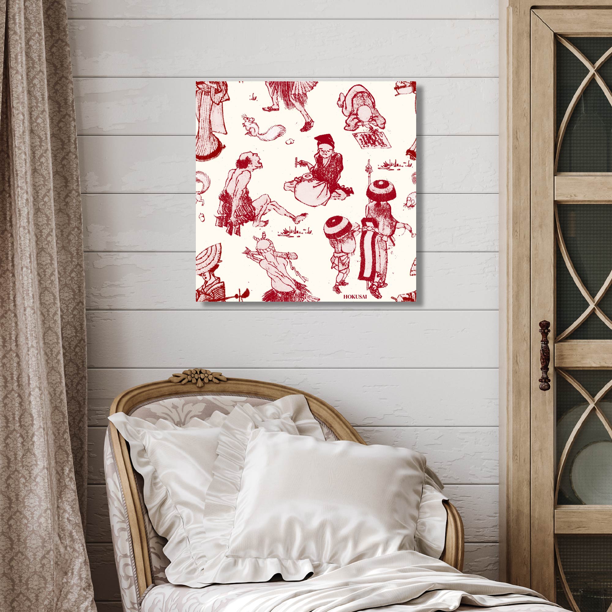 Masters Collection - Hokusai - Townspeople Pattern - Gallery-Wrapped Canvas Wall Art