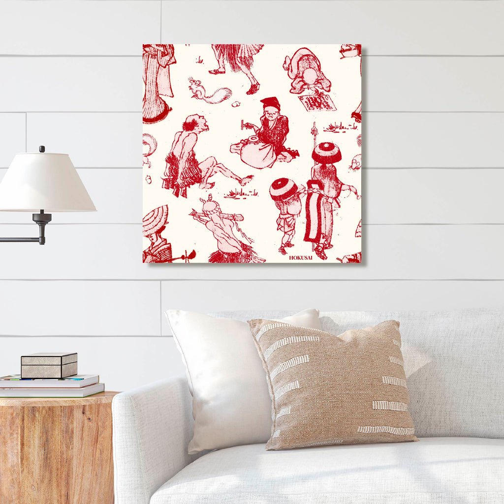 Masters Collection - Hokusai - Townspeople Pattern - Gallery-Wrapped Canvas Wall Art