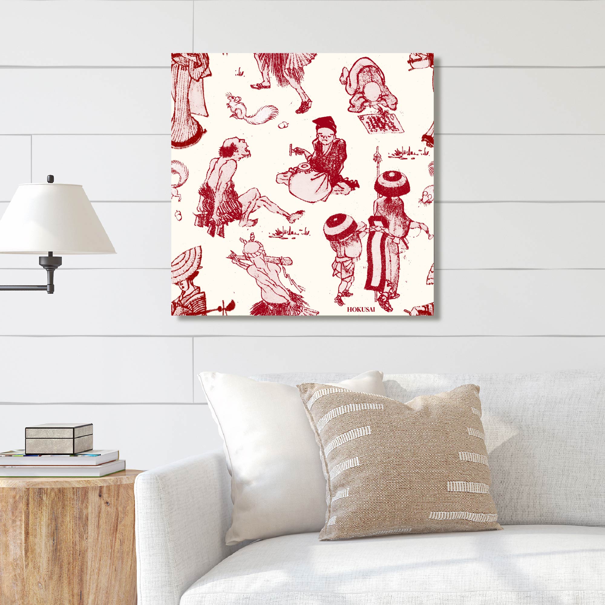 Masters Collection - Hokusai - Townspeople Pattern - Gallery-Wrapped Canvas Wall Art