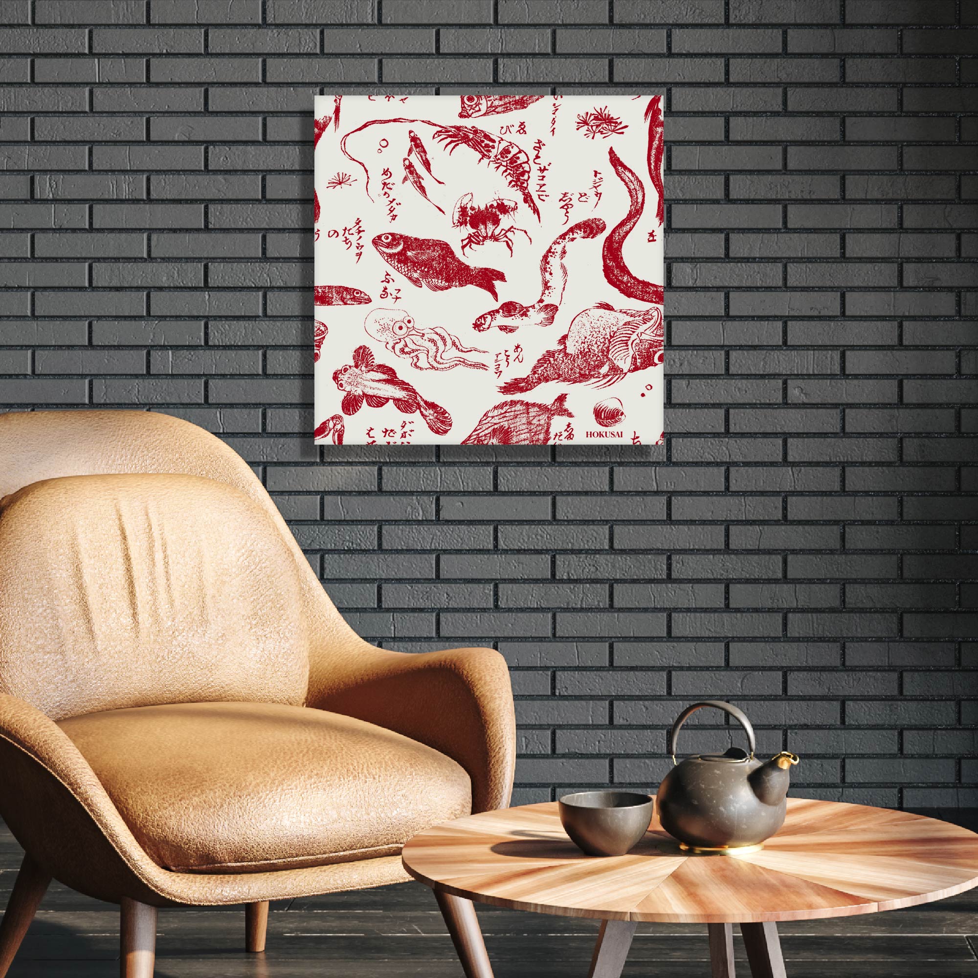 Masters Collection - Hokusai - Sea Creatures Pattern - Gallery-Wrapped Canvas Wall Art