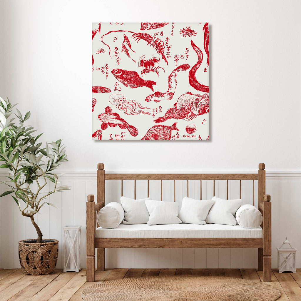 Masters Collection - Hokusai - Sea Creatures Pattern - Gallery-Wrapped Canvas Wall Art