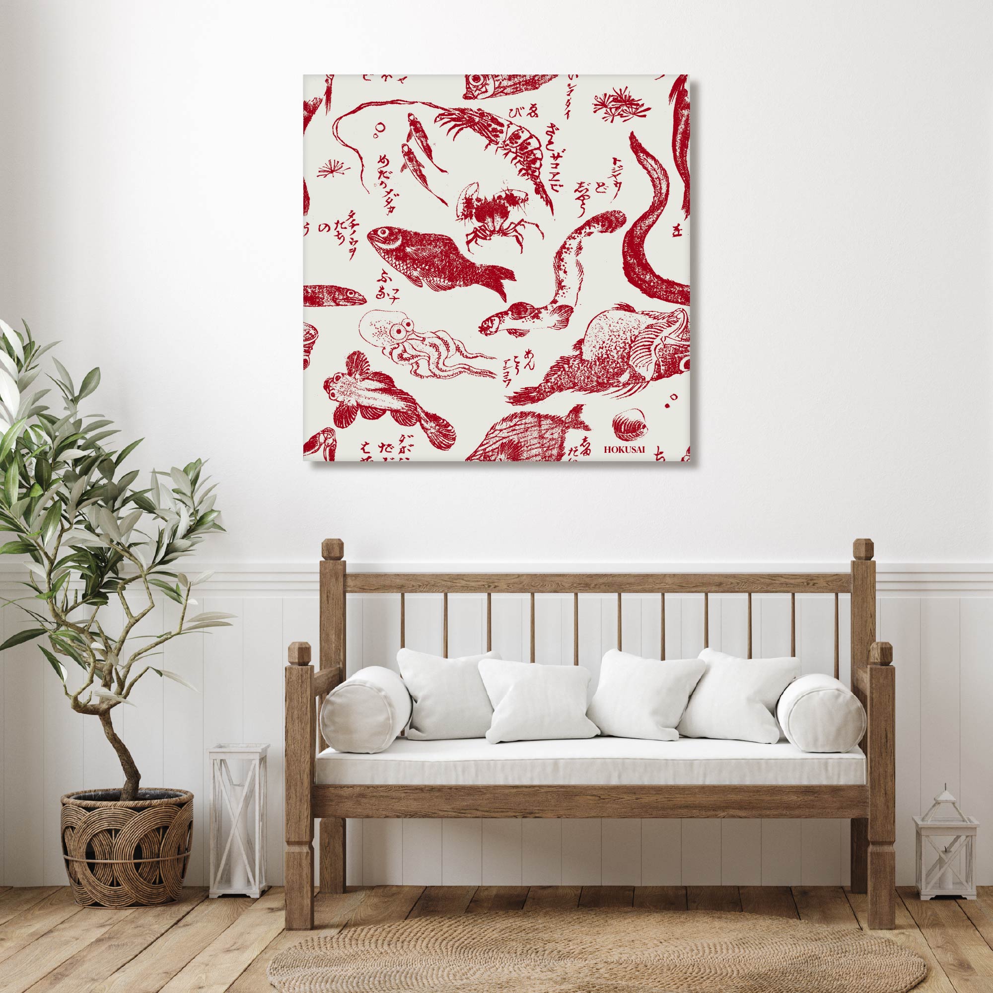 Masters Collection - Hokusai - Sea Creatures Pattern - Gallery-Wrapped Canvas Wall Art