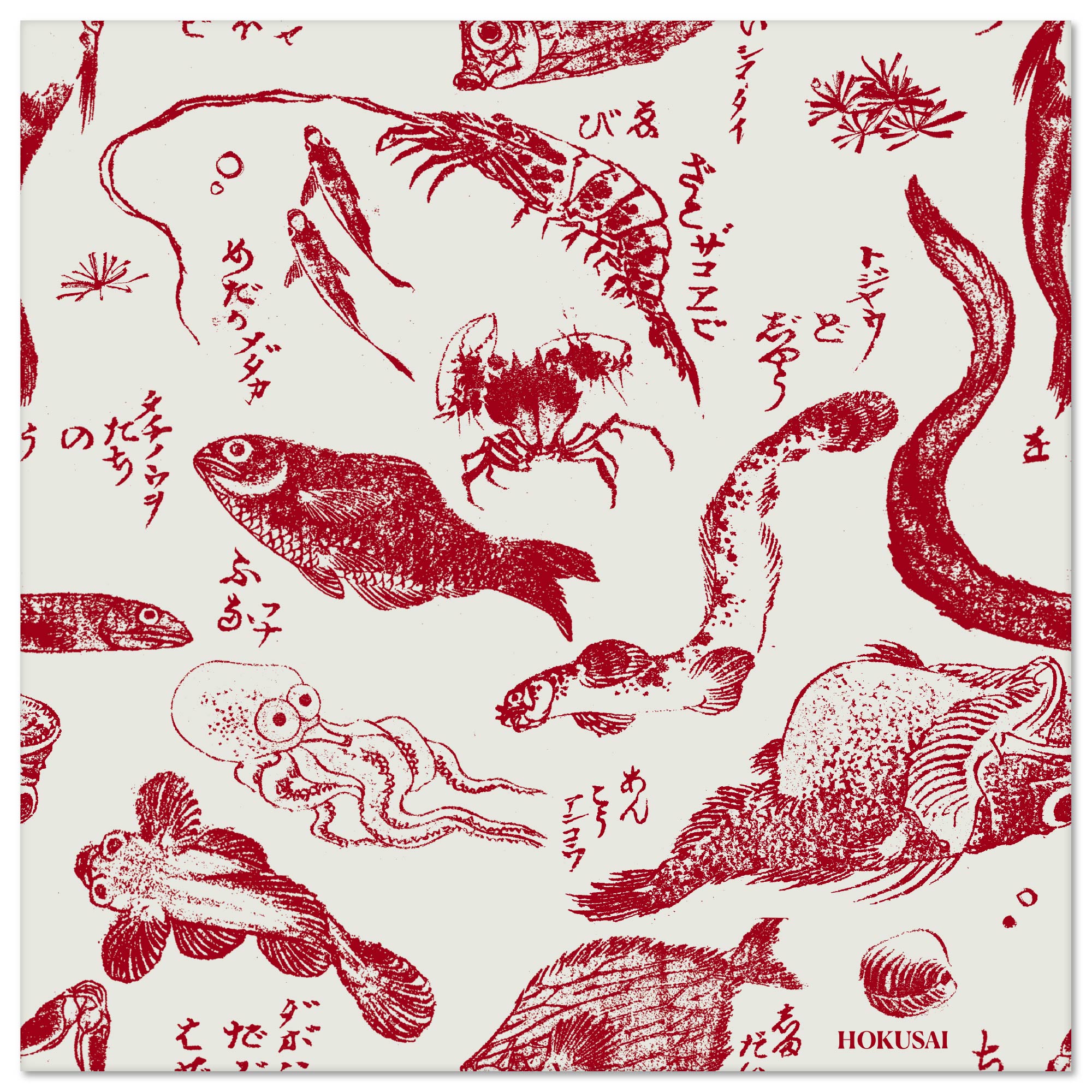 Masters Collection - Hokusai - Sea Creatures Pattern - Gallery-Wrapped Canvas Wall Art