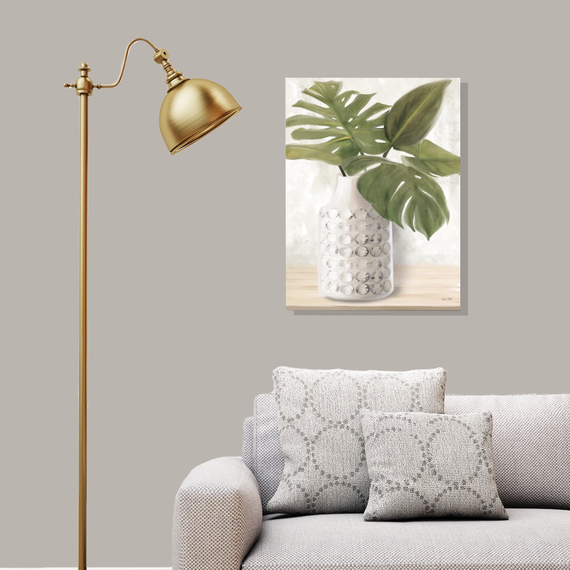 Ivory Monstera Stem - Gallery-Wrapped Canvas Wall Art