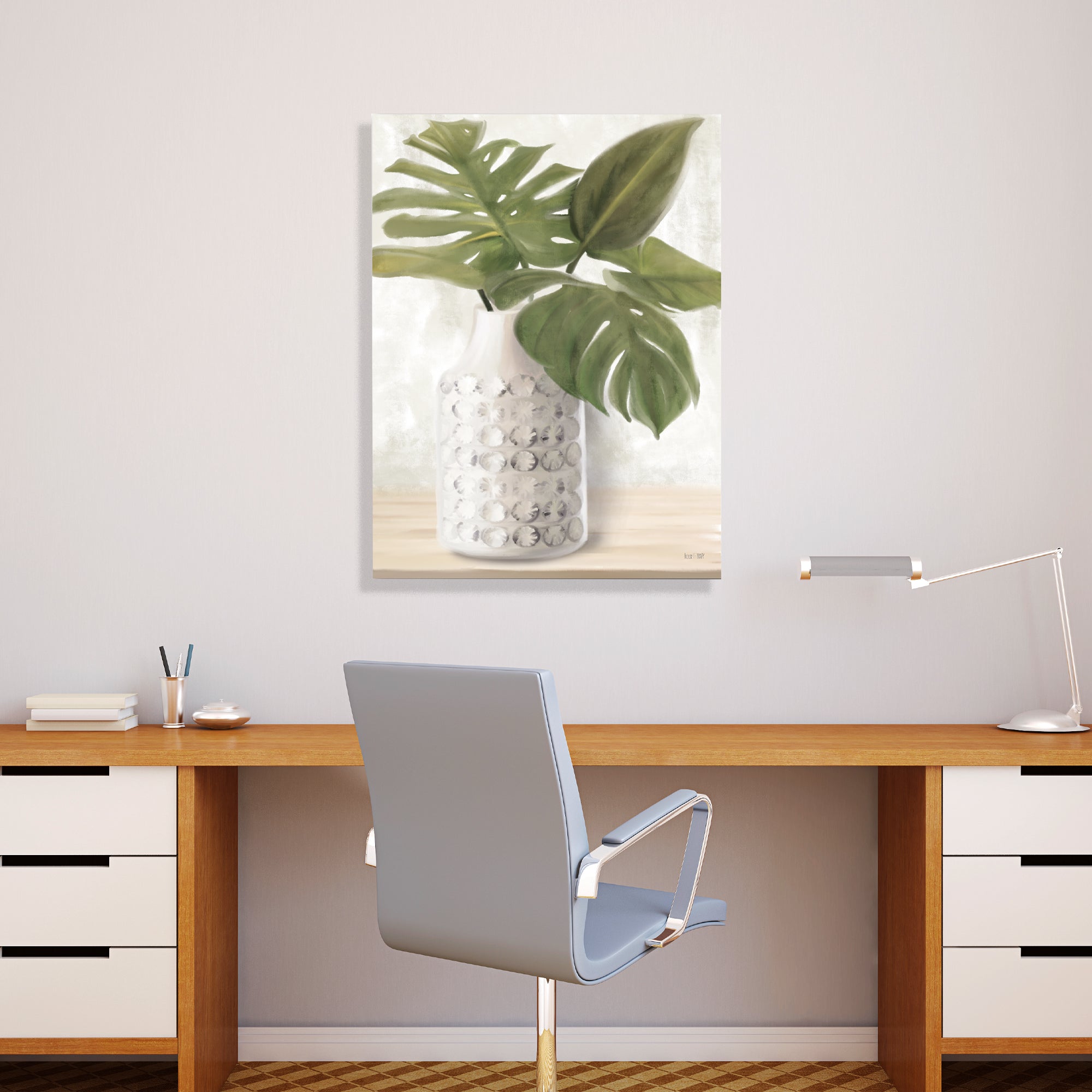 Ivory Monstera Stem - Gallery-Wrapped Canvas Wall Art