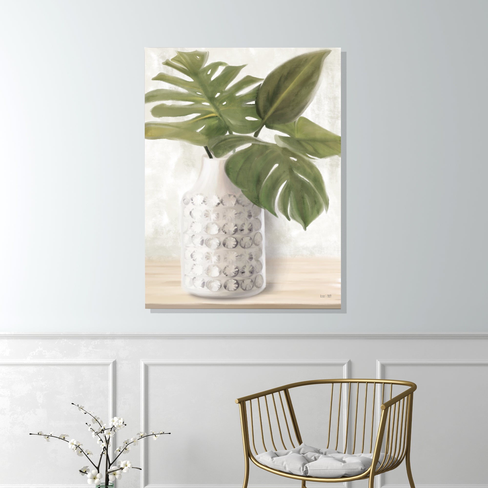 Ivory Monstera Stem - Gallery-Wrapped Canvas Wall Art