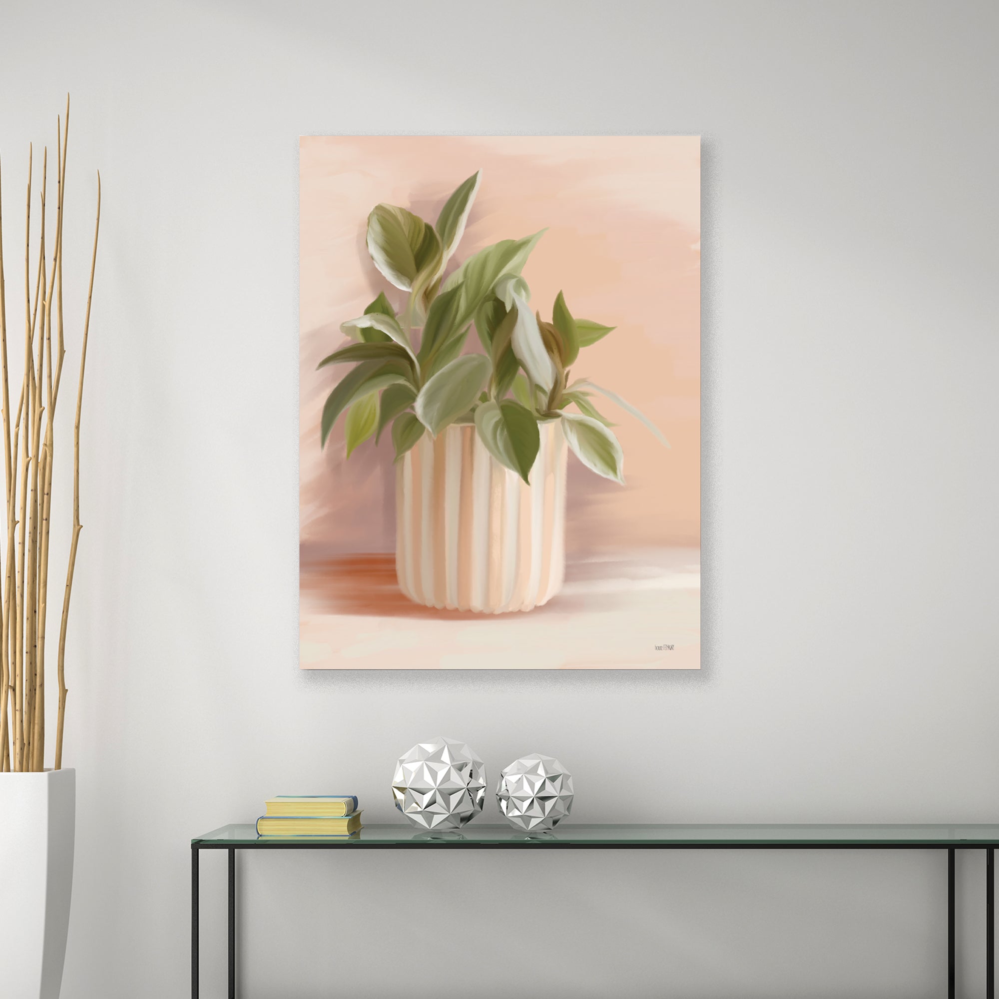 Striped Bohemian Plant I - Gallery-Wrapped Canvas Wall Art