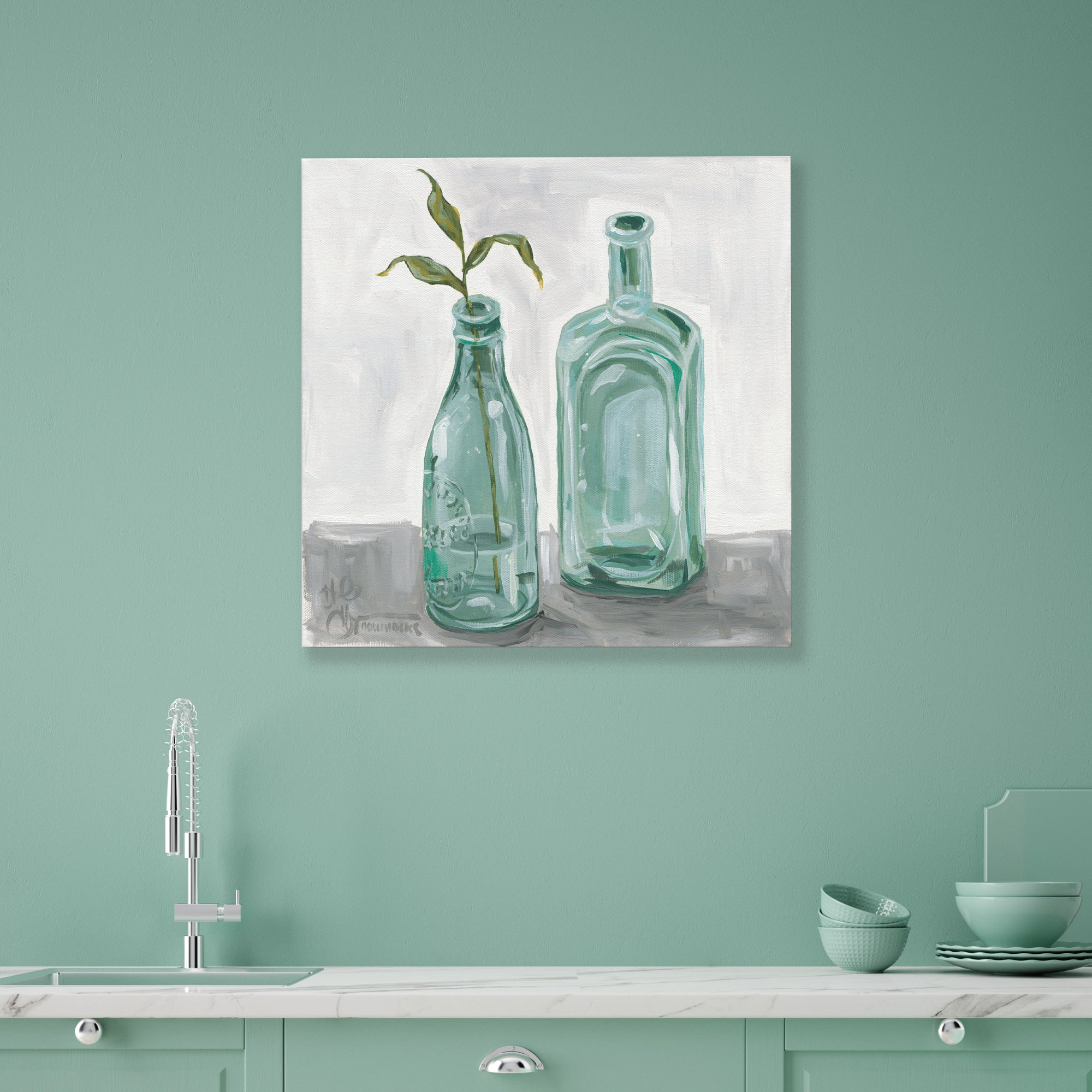 Glass Bottles - Gallery-Wrapped Canvas Wall Art