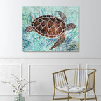 Sea Turtle Collage I - Gallery-Wrapped Canvas Wall Art