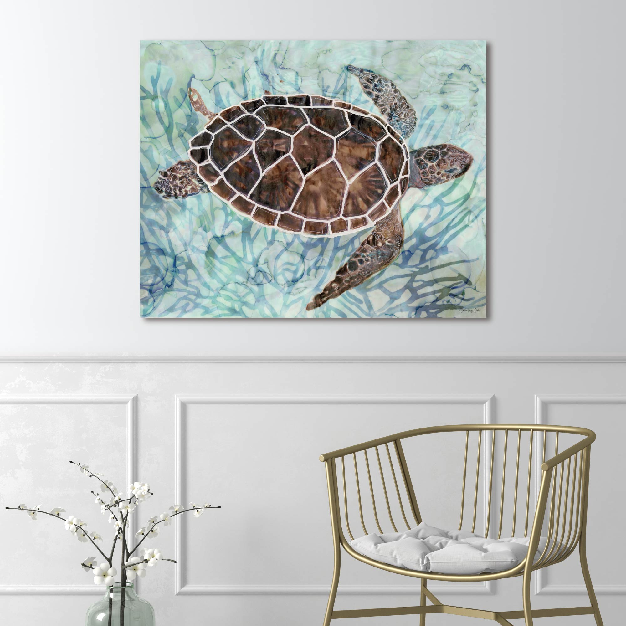 Sea Turtle Collage I - Gallery-Wrapped Canvas Wall Art