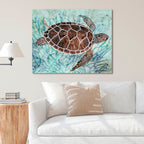 Sea Turtle Collage I - Gallery-Wrapped Canvas Wall Art
