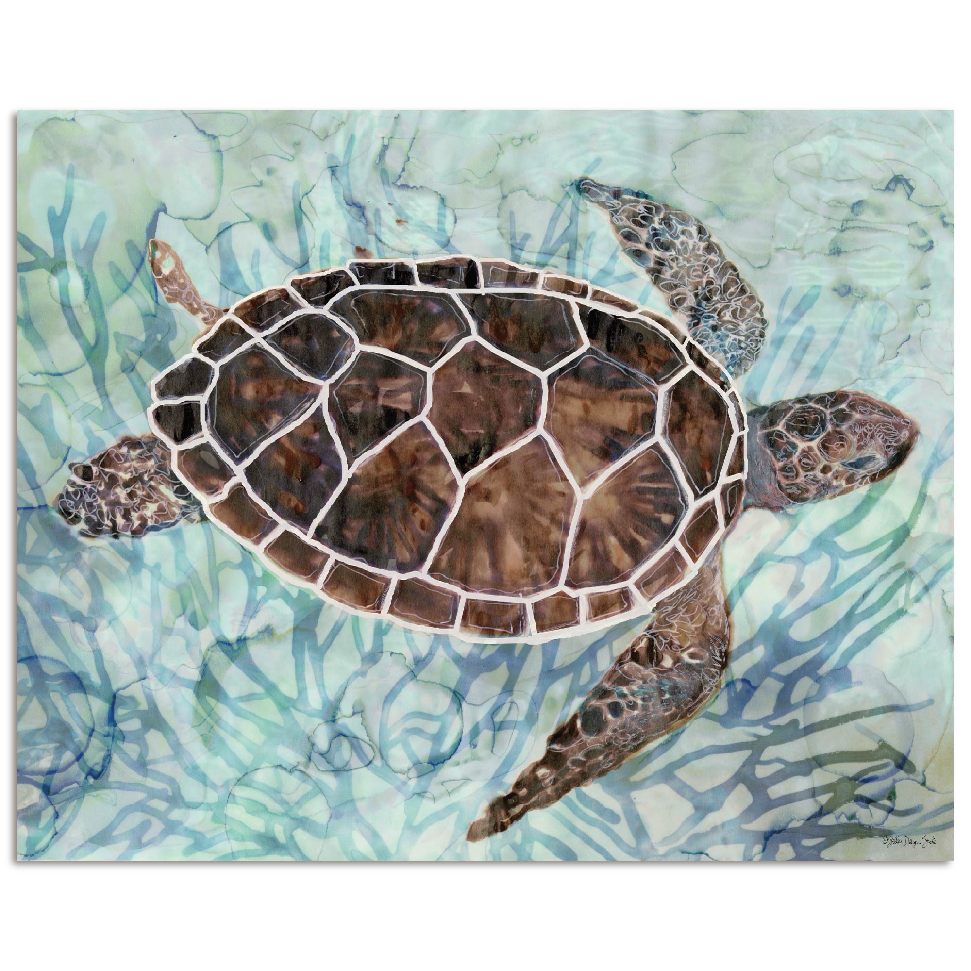 Sea Turtle Collage I - Gallery-Wrapped Canvas Wall Art