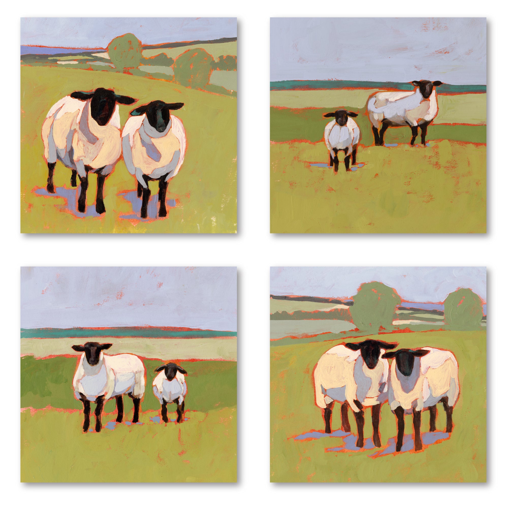 Suffolk Sheep I - 4pc Gallery Wrapped Canvas Set