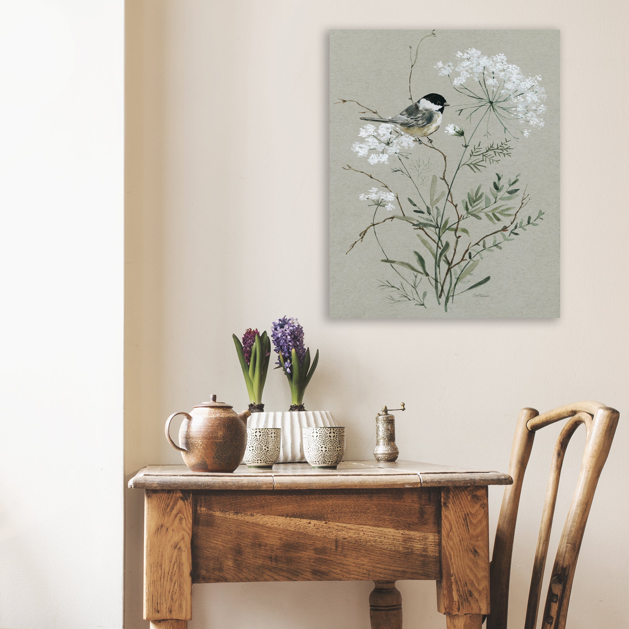 Bouquet of Grace Bird I - Gallery-Wrapped Canvas Wall Art