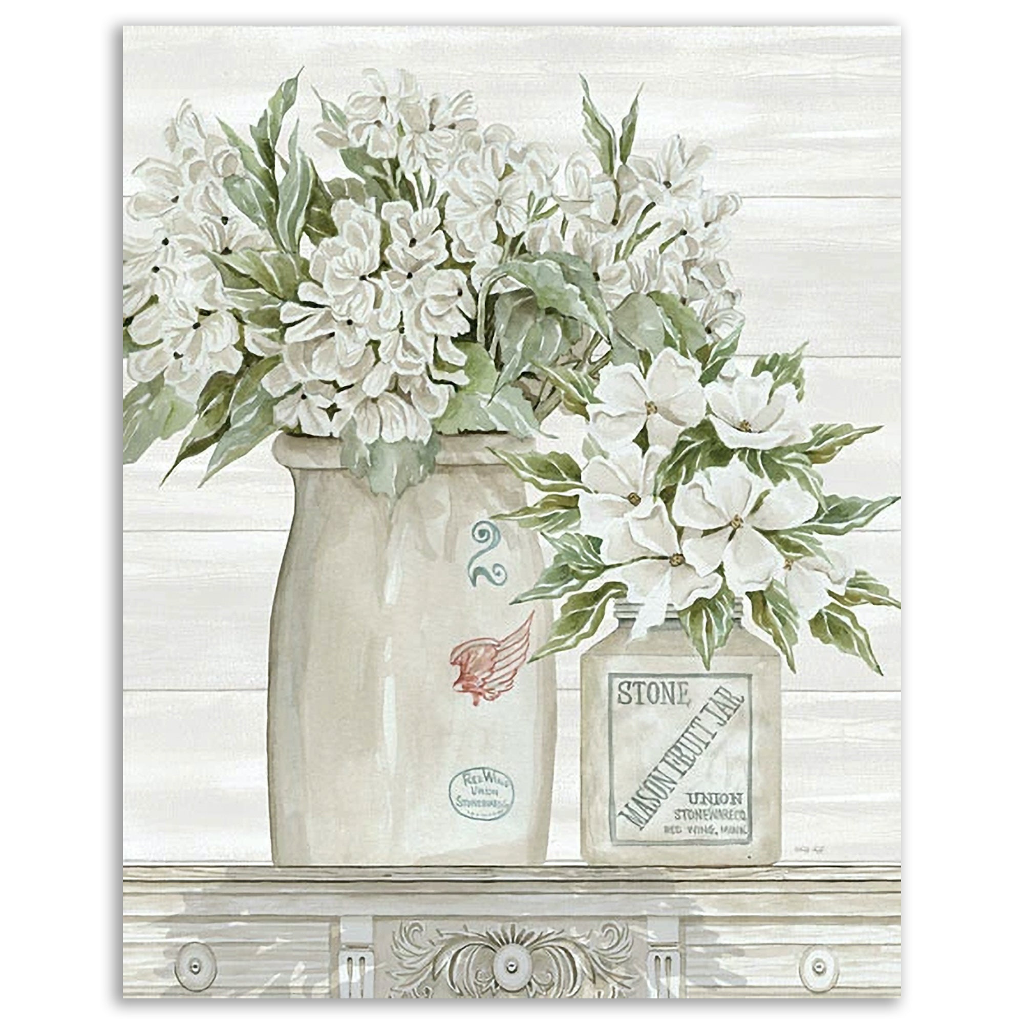 Floral Country Crocks - Gallery-Wrapped Canvas Wall Art