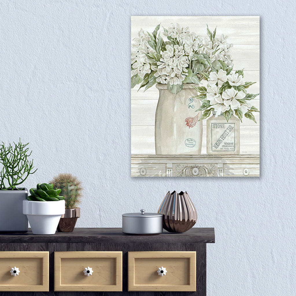 Floral Country Crocks - Gallery-Wrapped Canvas Wall Art