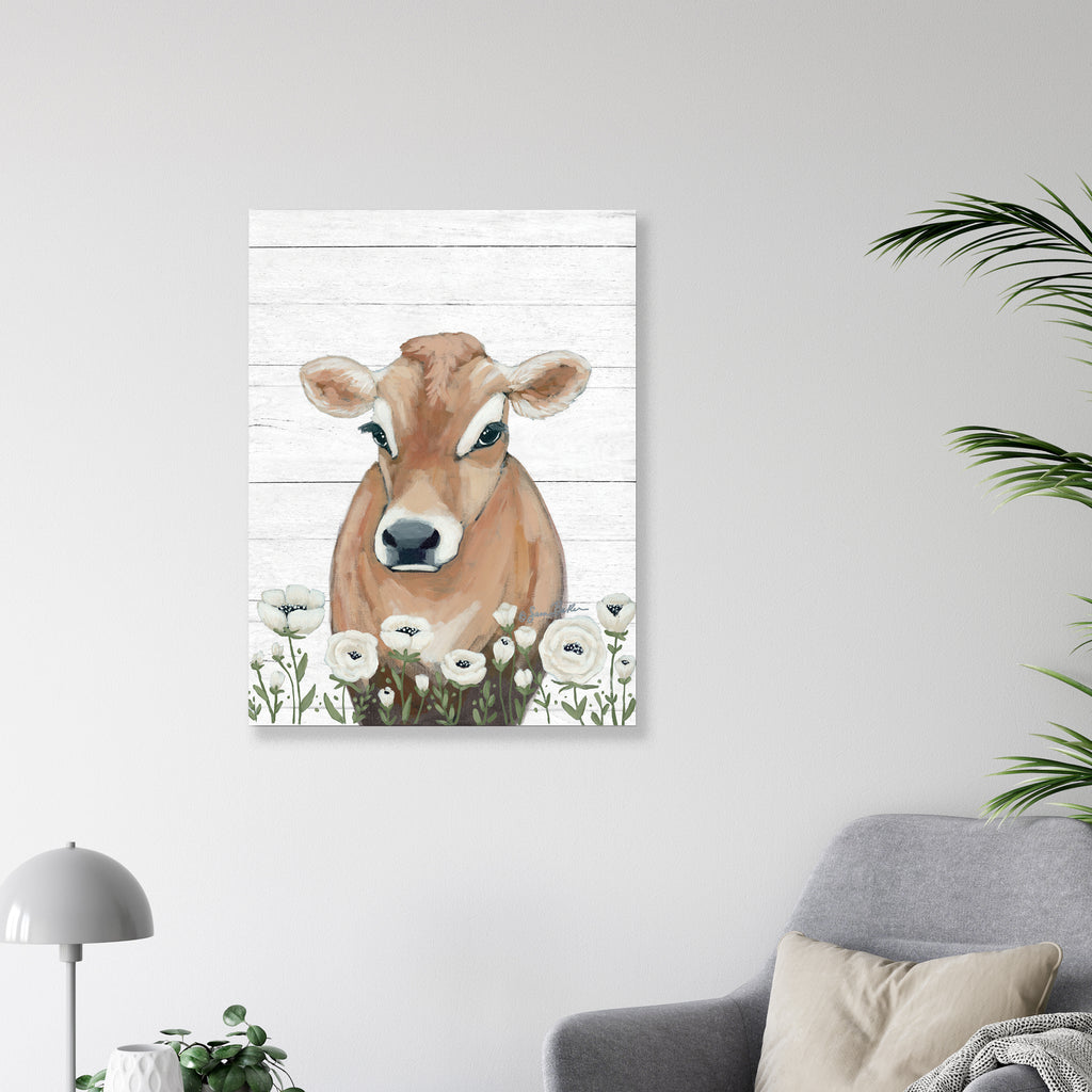 Cow With Flowers - Gallery-Wrapped Canvas Wall Art