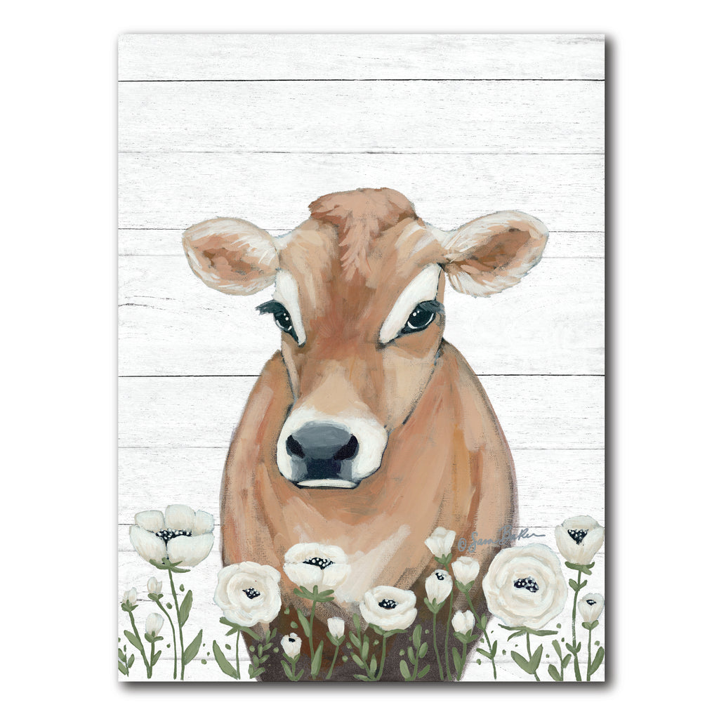 Cow With Flowers - Gallery-Wrapped Canvas Wall Art