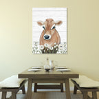 Cow With Flowers - Gallery-Wrapped Canvas Wall Art