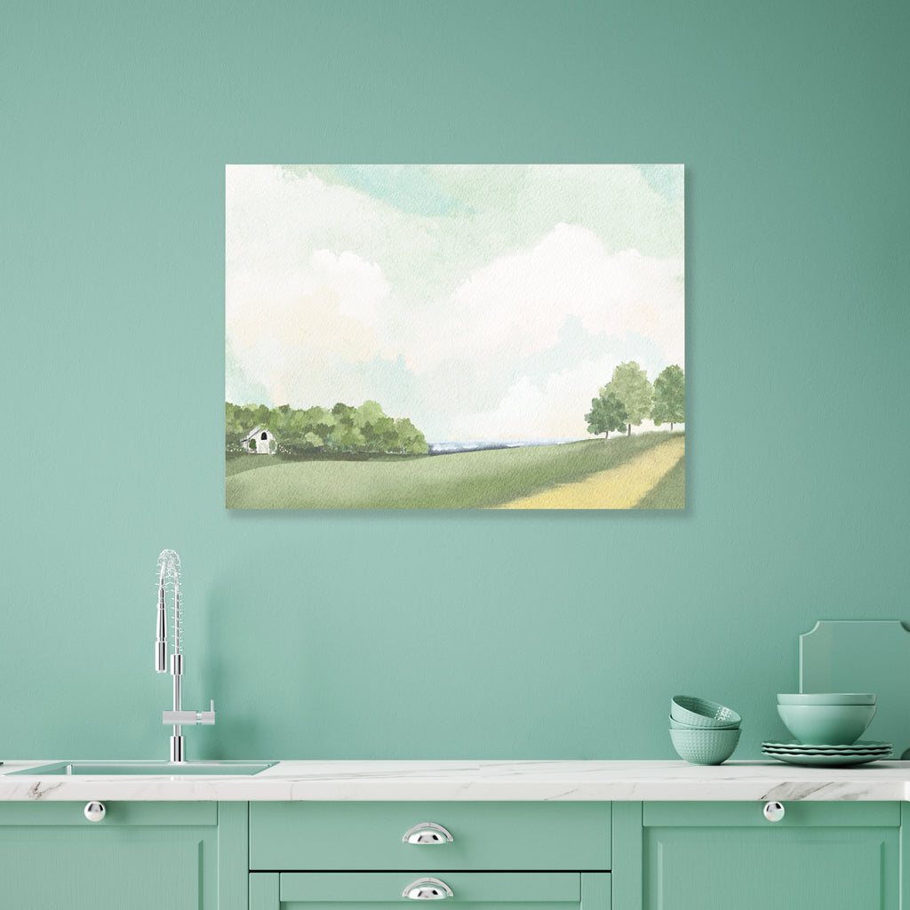 White Barn By The Lake - Gallery-Wrapped Canvas Wall Art